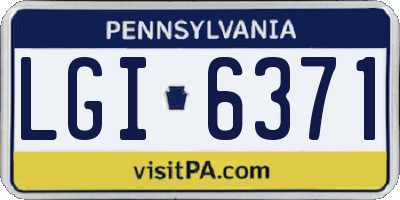 PA license plate LGI6371