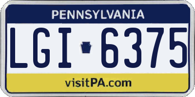 PA license plate LGI6375
