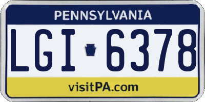 PA license plate LGI6378