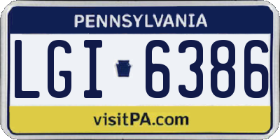PA license plate LGI6386