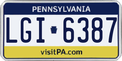 PA license plate LGI6387