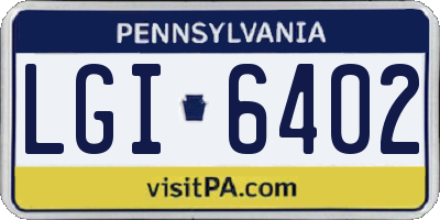 PA license plate LGI6402