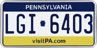 PA license plate LGI6403