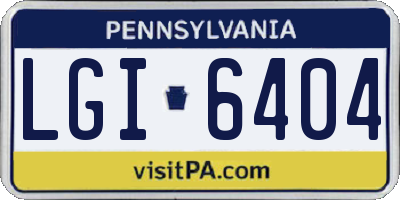 PA license plate LGI6404