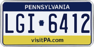 PA license plate LGI6412