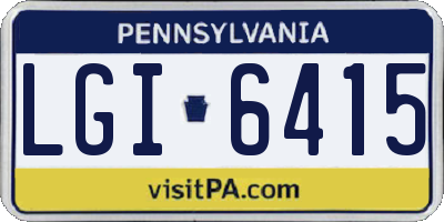 PA license plate LGI6415
