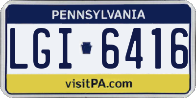 PA license plate LGI6416