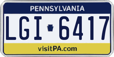 PA license plate LGI6417