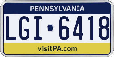 PA license plate LGI6418