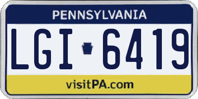 PA license plate LGI6419