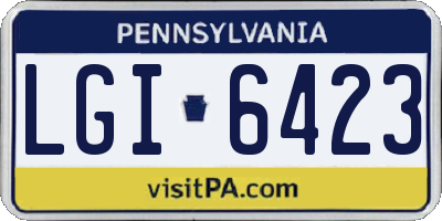 PA license plate LGI6423