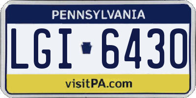 PA license plate LGI6430