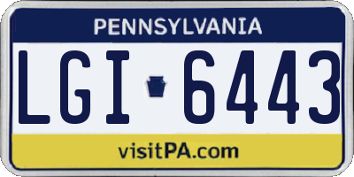 PA license plate LGI6443