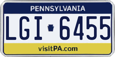 PA license plate LGI6455
