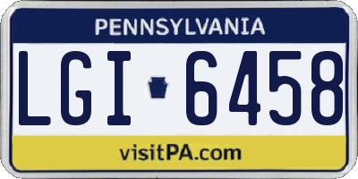 PA license plate LGI6458
