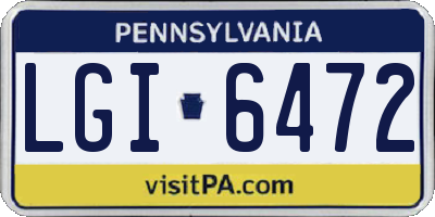 PA license plate LGI6472
