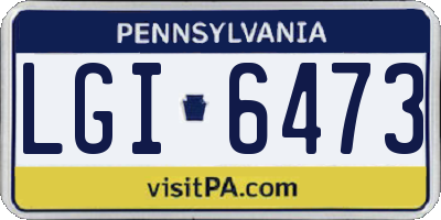 PA license plate LGI6473