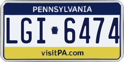 PA license plate LGI6474