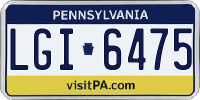 PA license plate LGI6475