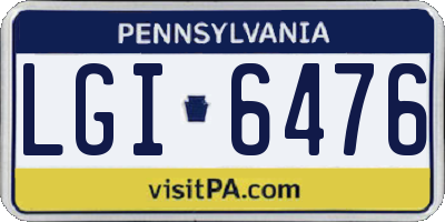 PA license plate LGI6476