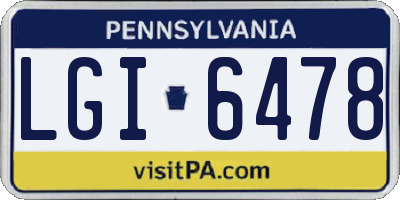 PA license plate LGI6478