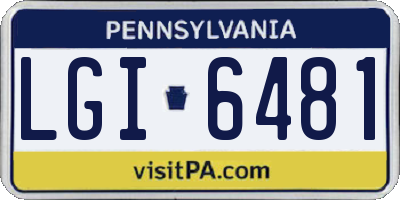 PA license plate LGI6481