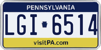 PA license plate LGI6514