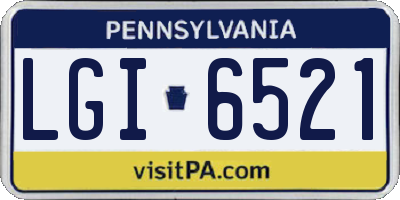 PA license plate LGI6521