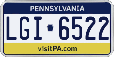 PA license plate LGI6522