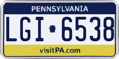 PA license plate LGI6538