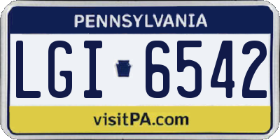 PA license plate LGI6542