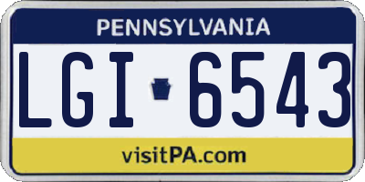 PA license plate LGI6543