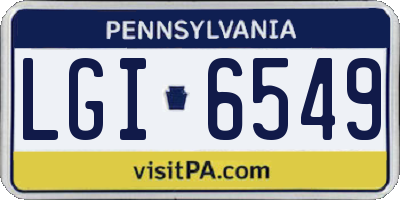 PA license plate LGI6549
