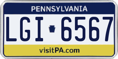 PA license plate LGI6567