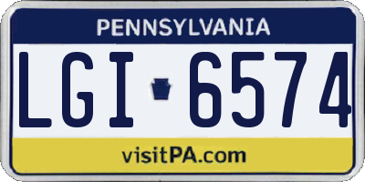 PA license plate LGI6574