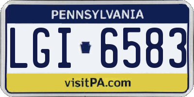 PA license plate LGI6583