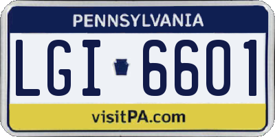 PA license plate LGI6601