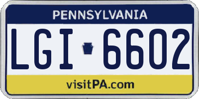 PA license plate LGI6602
