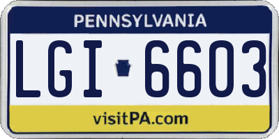 PA license plate LGI6603