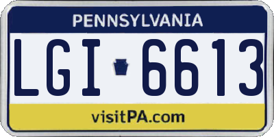 PA license plate LGI6613