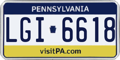 PA license plate LGI6618