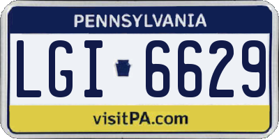 PA license plate LGI6629