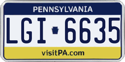 PA license plate LGI6635