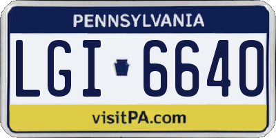 PA license plate LGI6640
