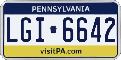 PA license plate LGI6642