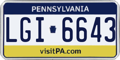 PA license plate LGI6643