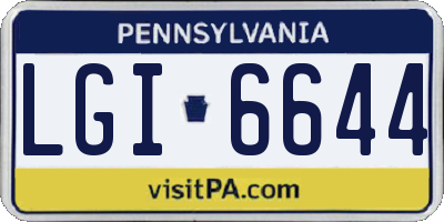 PA license plate LGI6644