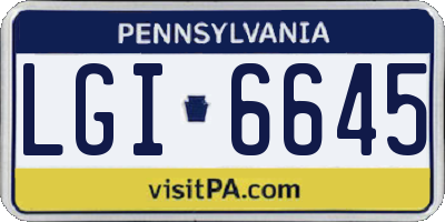 PA license plate LGI6645