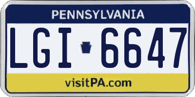 PA license plate LGI6647