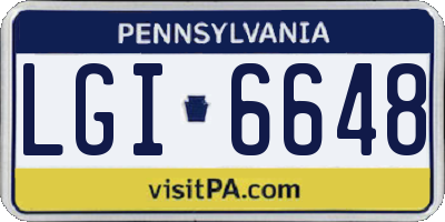 PA license plate LGI6648